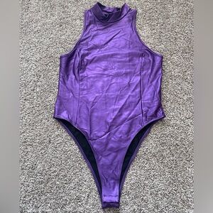 Mock Neck PU leather Bodysuit